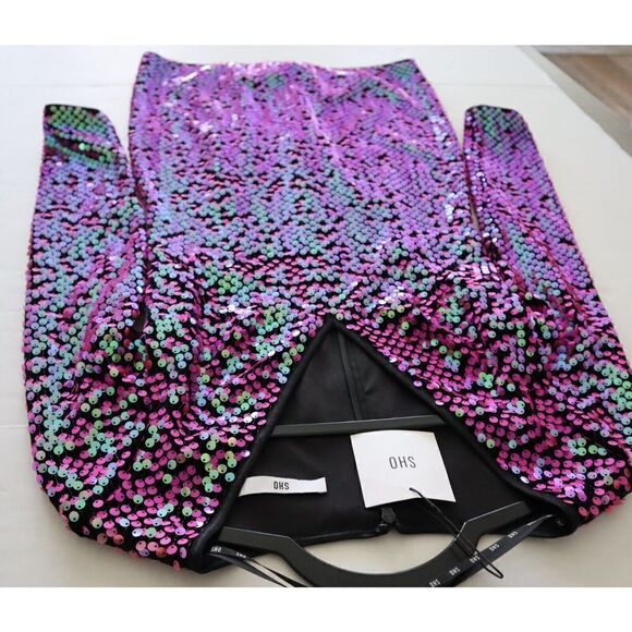 SHO x Tadashi Shoji Sz XXS Hot Pink Long Sleeve Paillette Body-Con Dress - Picture 12 of 16